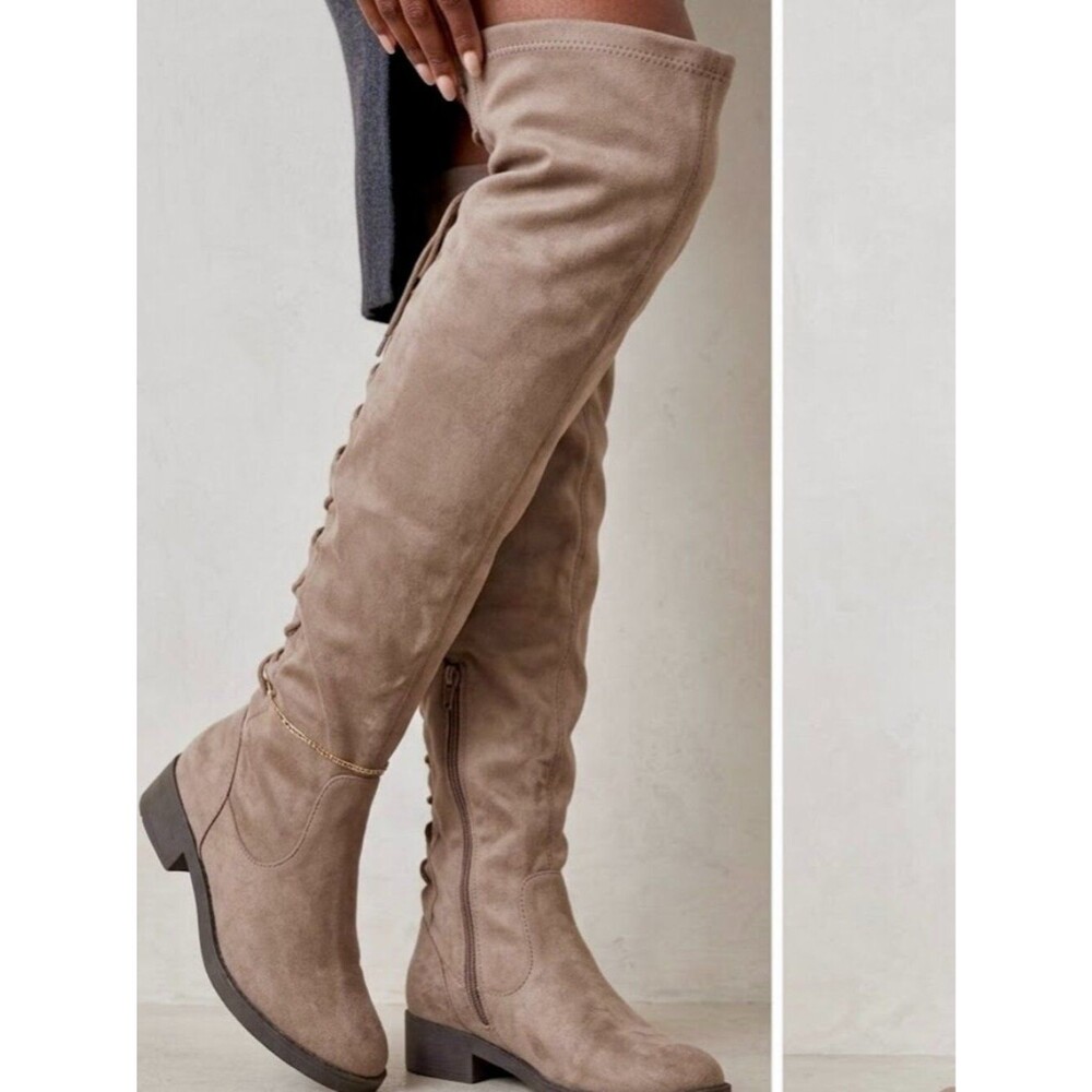 JustFab Arnella Corset Lace Up Tall Over The Knee Boots Size 8